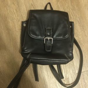 Vintage 90s Black Leather Backpack